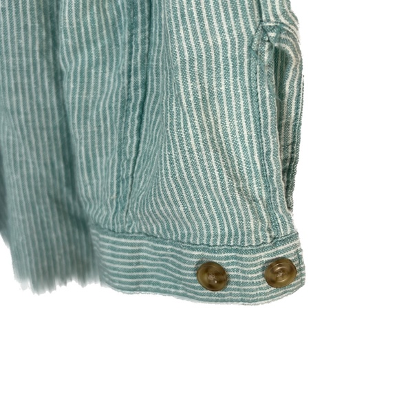 Duluth Trading Co Dress Cover up Hemp Cotton 1/2 Button Up Tunic L Green Stripes - Picture 4 of 6